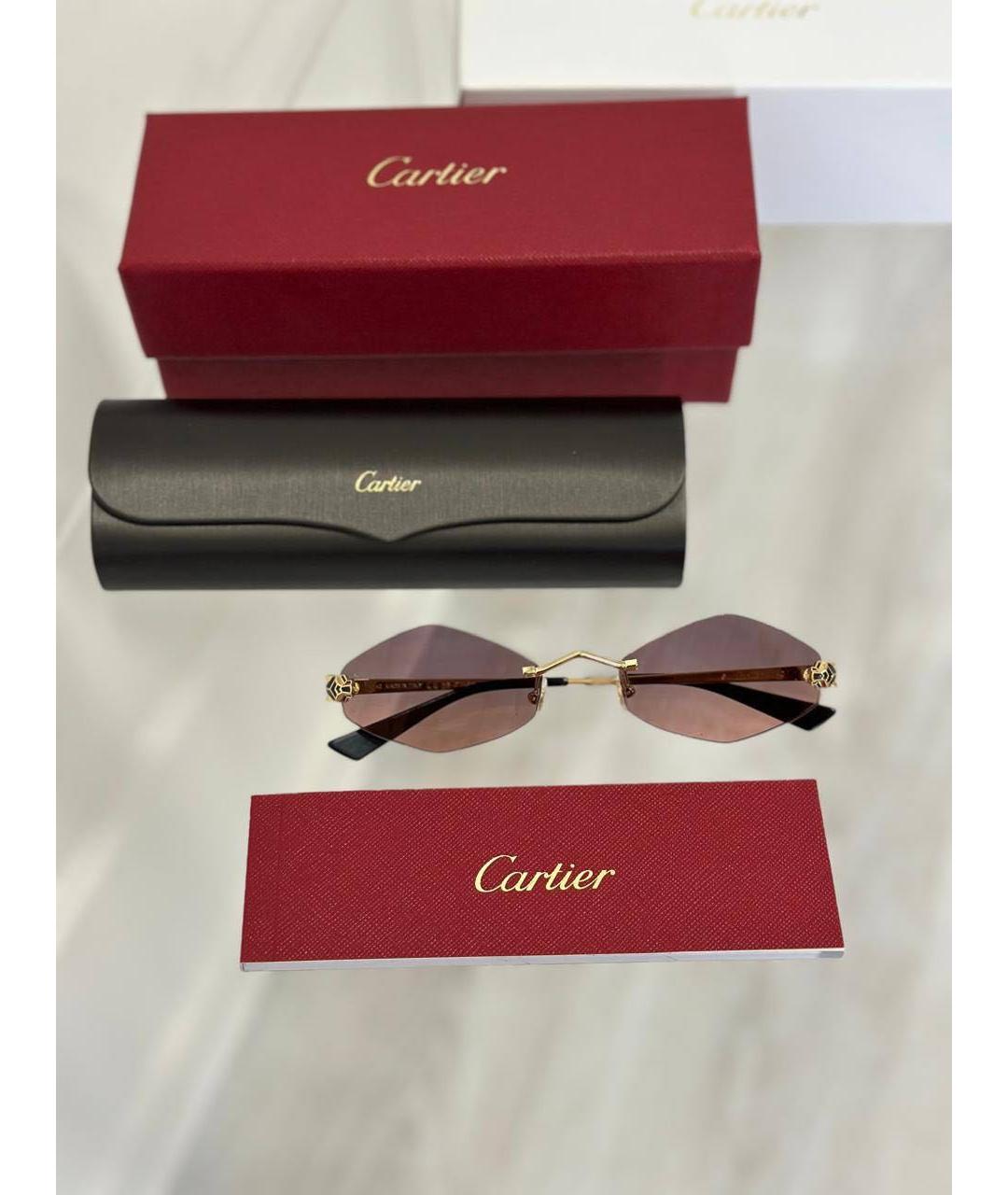 CARTIER Фиолетовые металлические солнцезащитные очки, фото 3