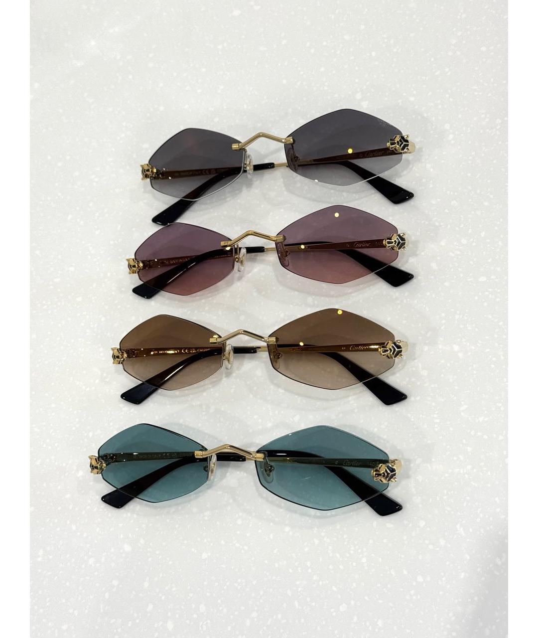CARTIER Фиолетовые металлические солнцезащитные очки, фото 4
