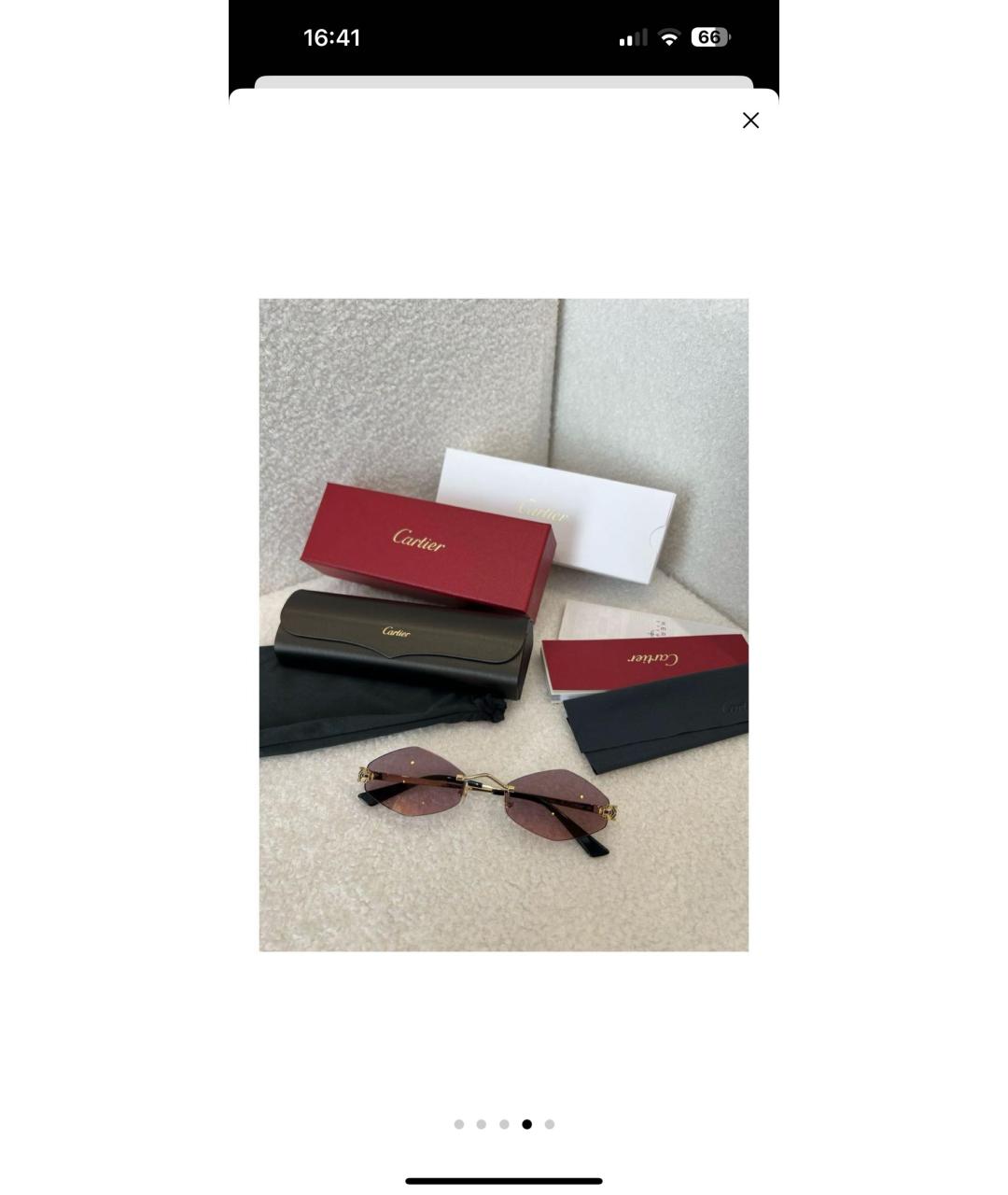 CARTIER Фиолетовые металлические солнцезащитные очки, фото 2