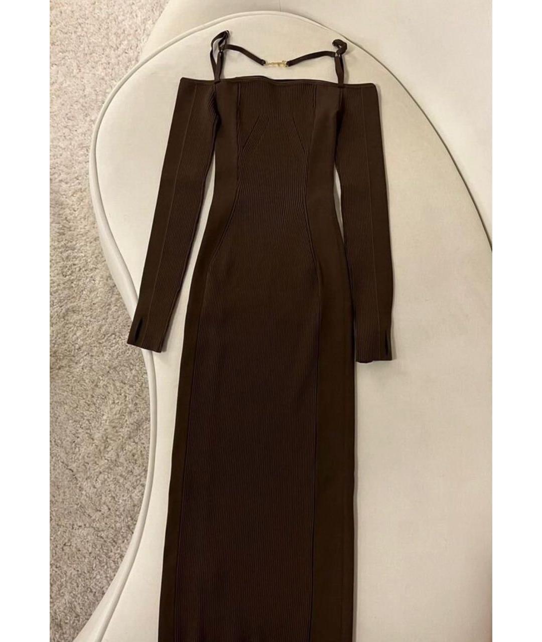 JACQUEMUS Коричневое вискозное вечернее платье, фото 2
