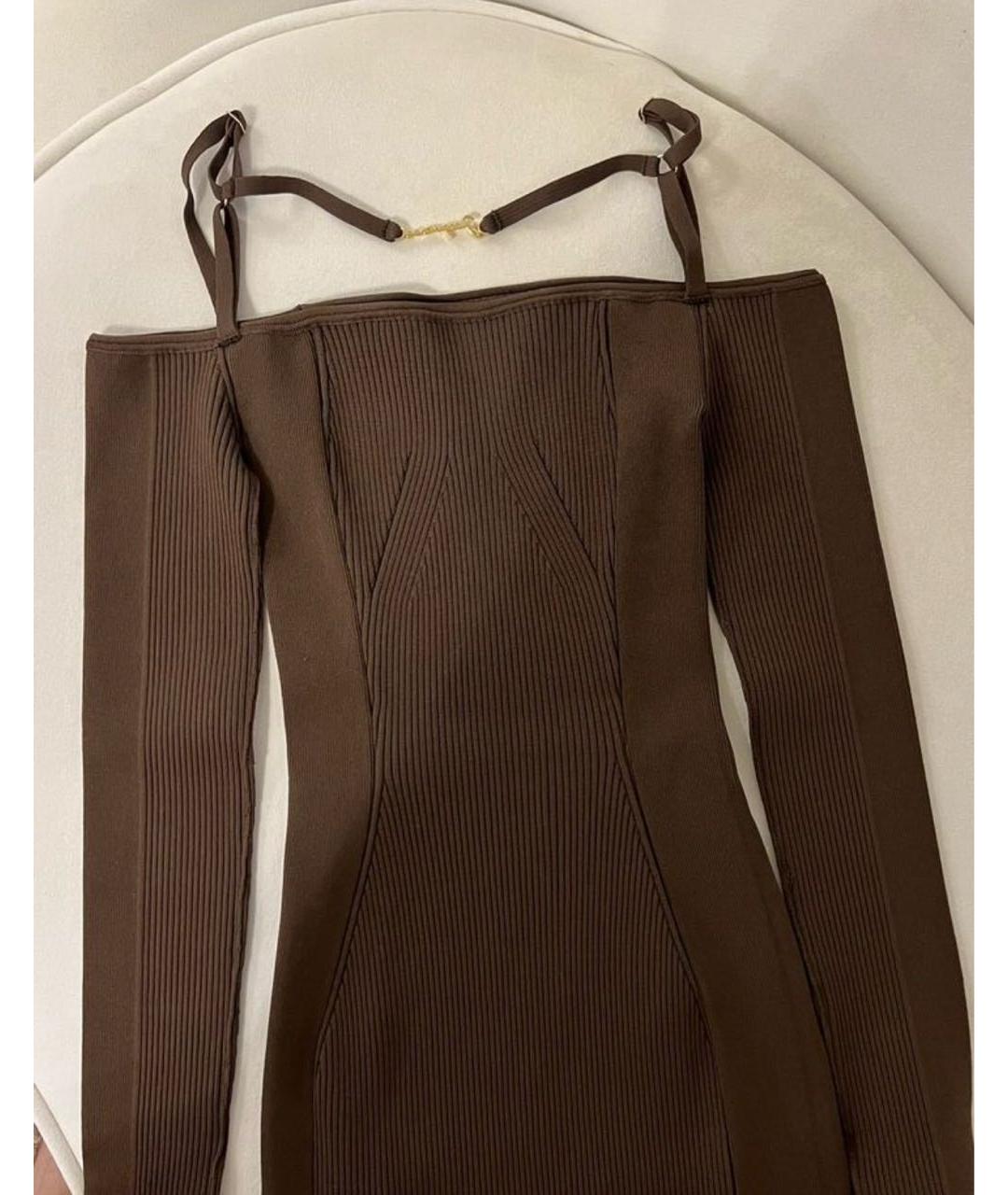 JACQUEMUS Коричневое вискозное вечернее платье, фото 4