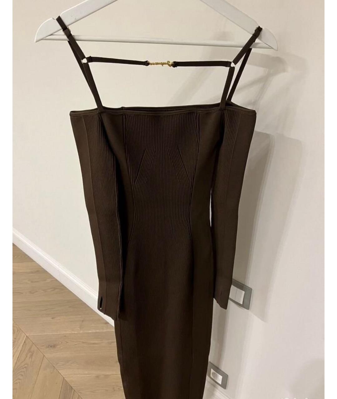 JACQUEMUS Коричневое вискозное вечернее платье, фото 3