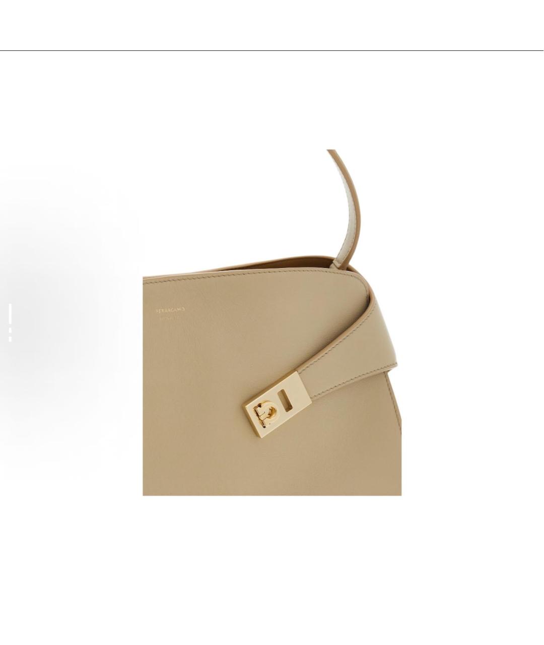 FERRAGAMO Бежевая кожаная сумка тоут, фото 6
