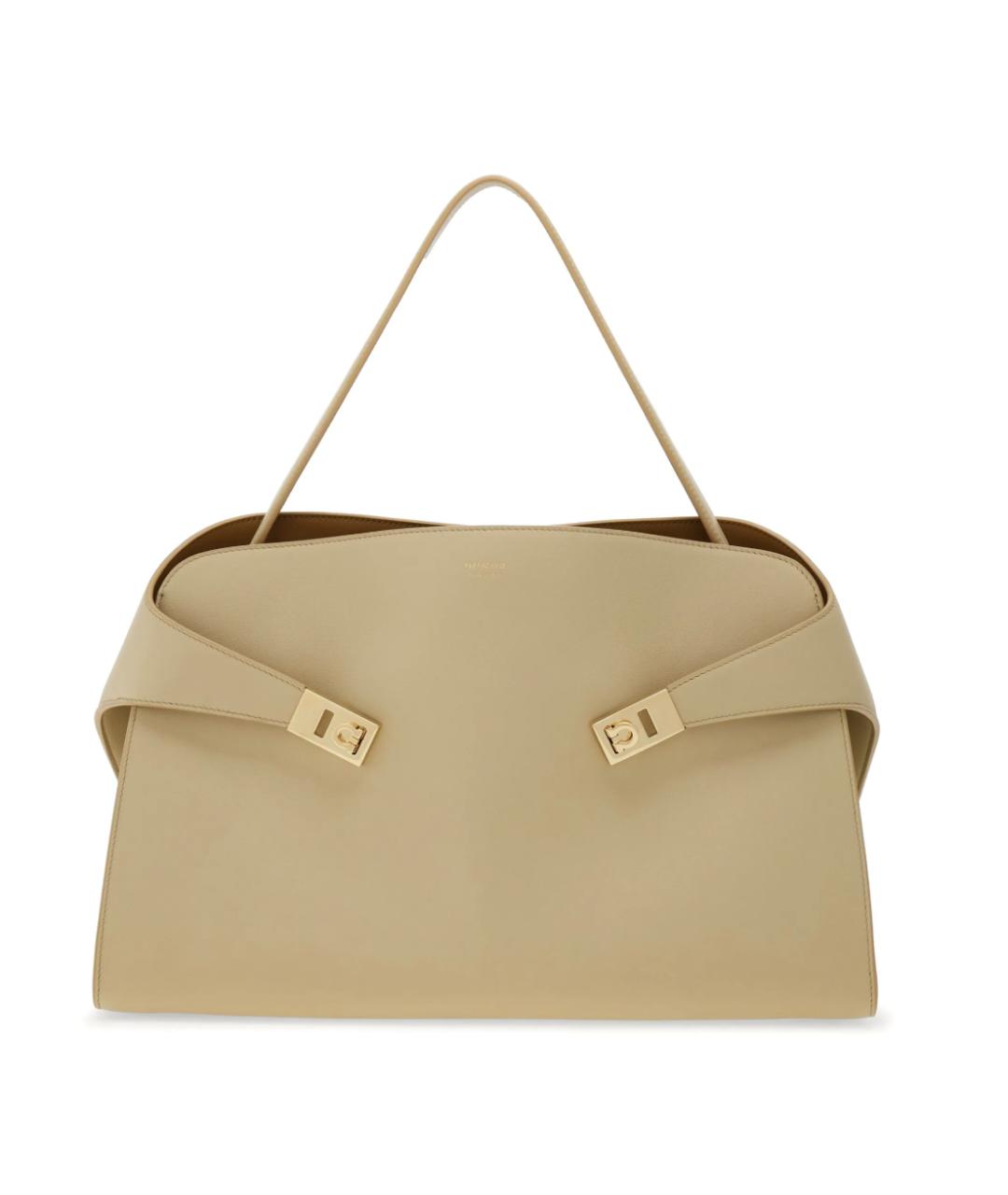 FERRAGAMO Бежевая кожаная сумка тоут, фото 1