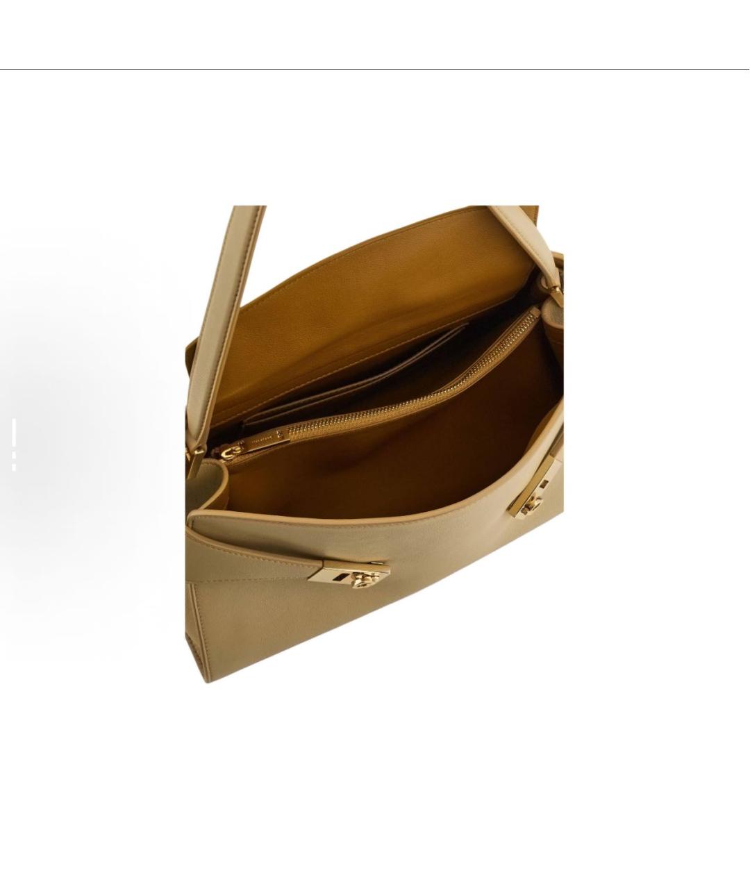 FERRAGAMO Бежевая кожаная сумка тоут, фото 5