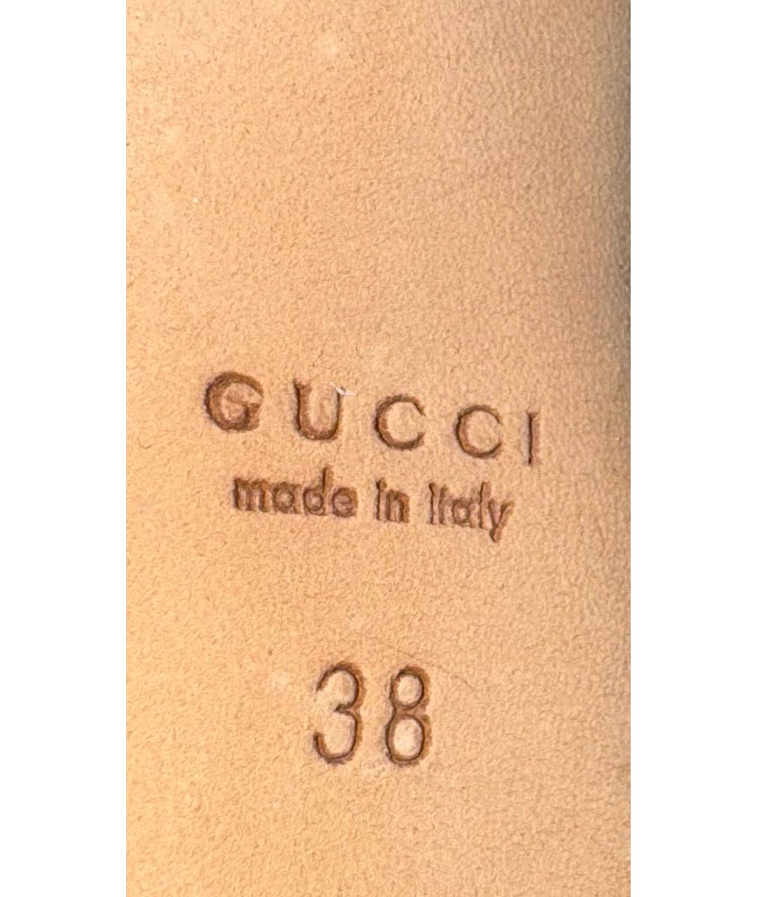 GUCCI Бежевые замшевые босоножки, фото 5