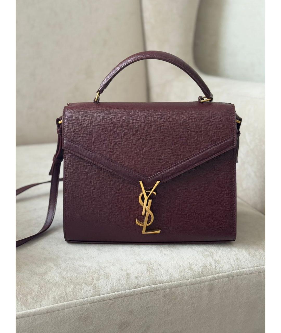 SAINT LAURENT Бордовая кожаная сумка через плечо, фото 9