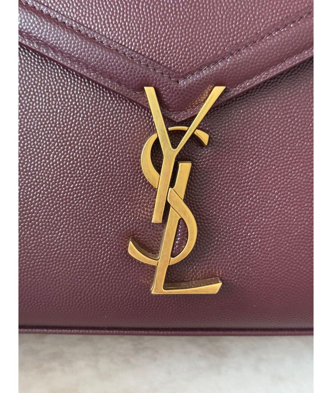 SAINT LAURENT Бордовая кожаная сумка через плечо, фото 4
