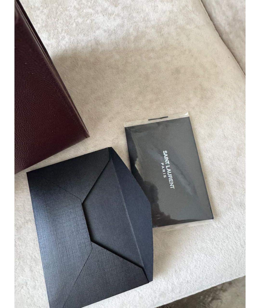 SAINT LAURENT Бордовая кожаная сумка через плечо, фото 3