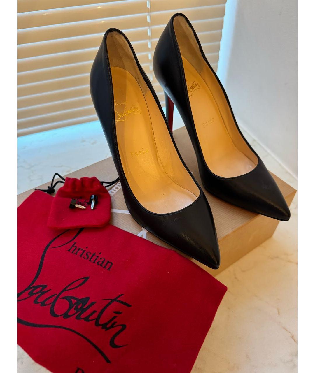 CHRISTIAN LOUBOUTIN Черные кожаные туфли, фото 4
