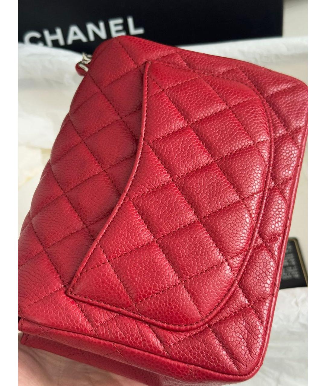 CHANEL Красная кожаная сумка через плечо, фото 6