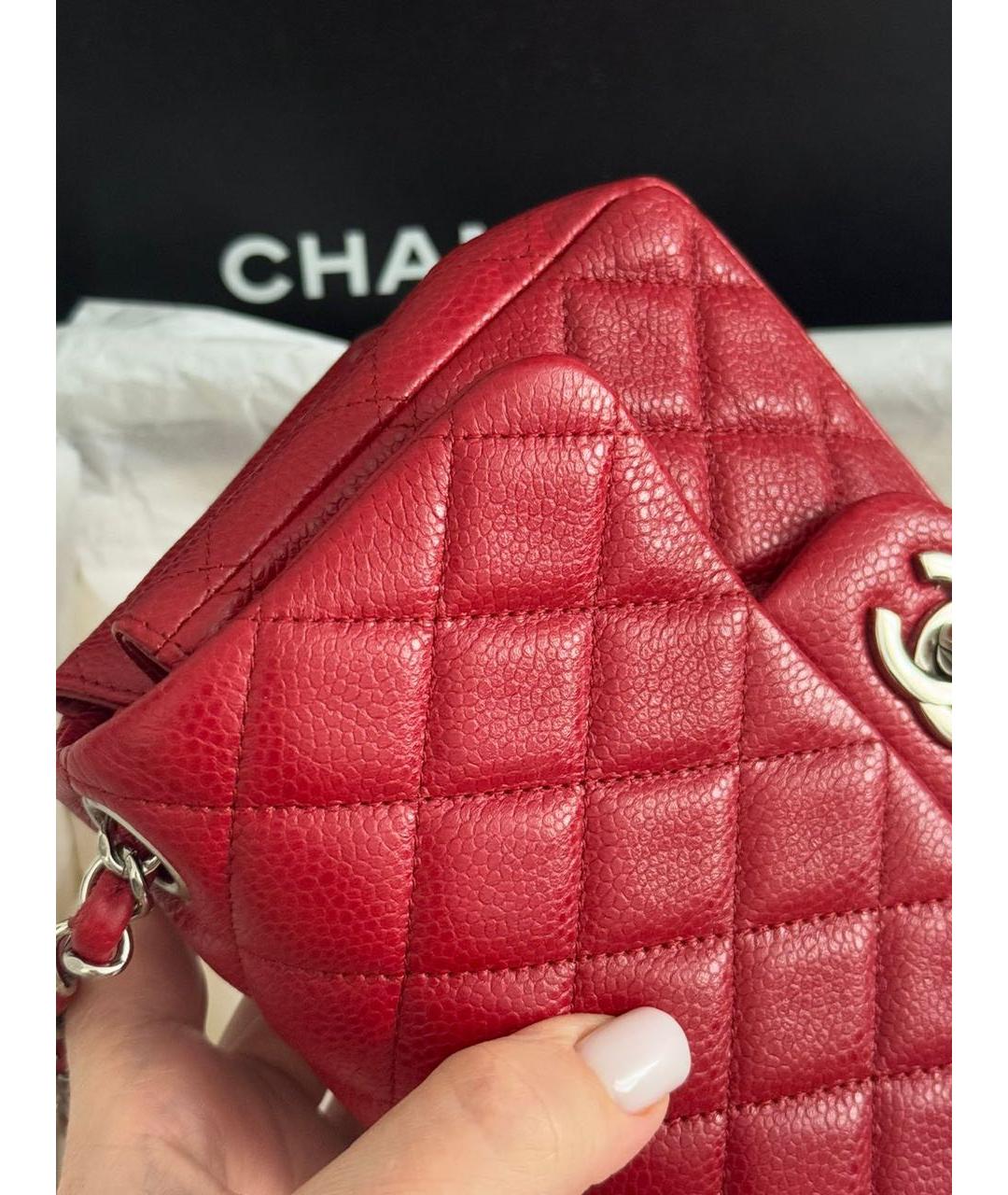 CHANEL Красная кожаная сумка через плечо, фото 4