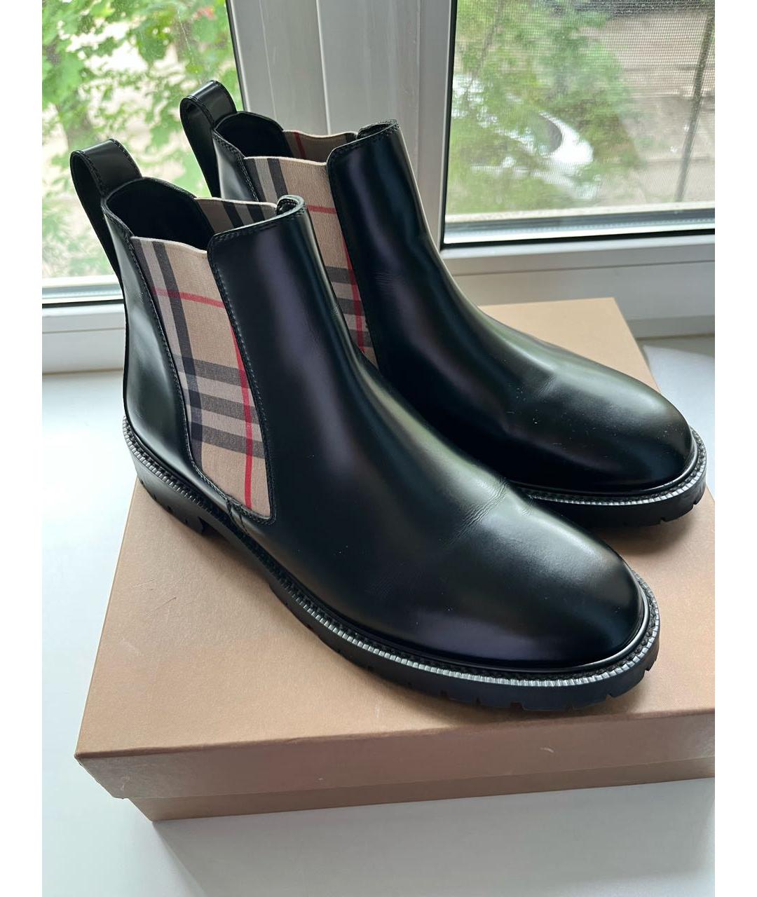 BURBERRY Черные кожаные ботинки, фото 5