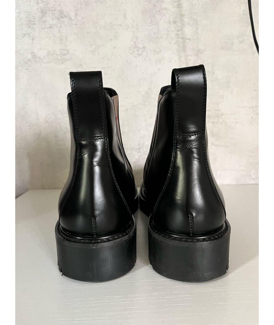 BURBERRY Черные кожаные ботинки, фото 4