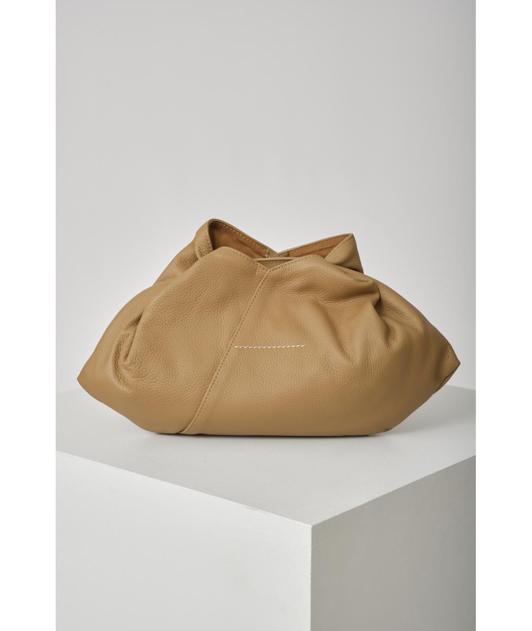 MM6 MAISON MARGIELA Бежевая кожаная сумка через плечо, фото 4