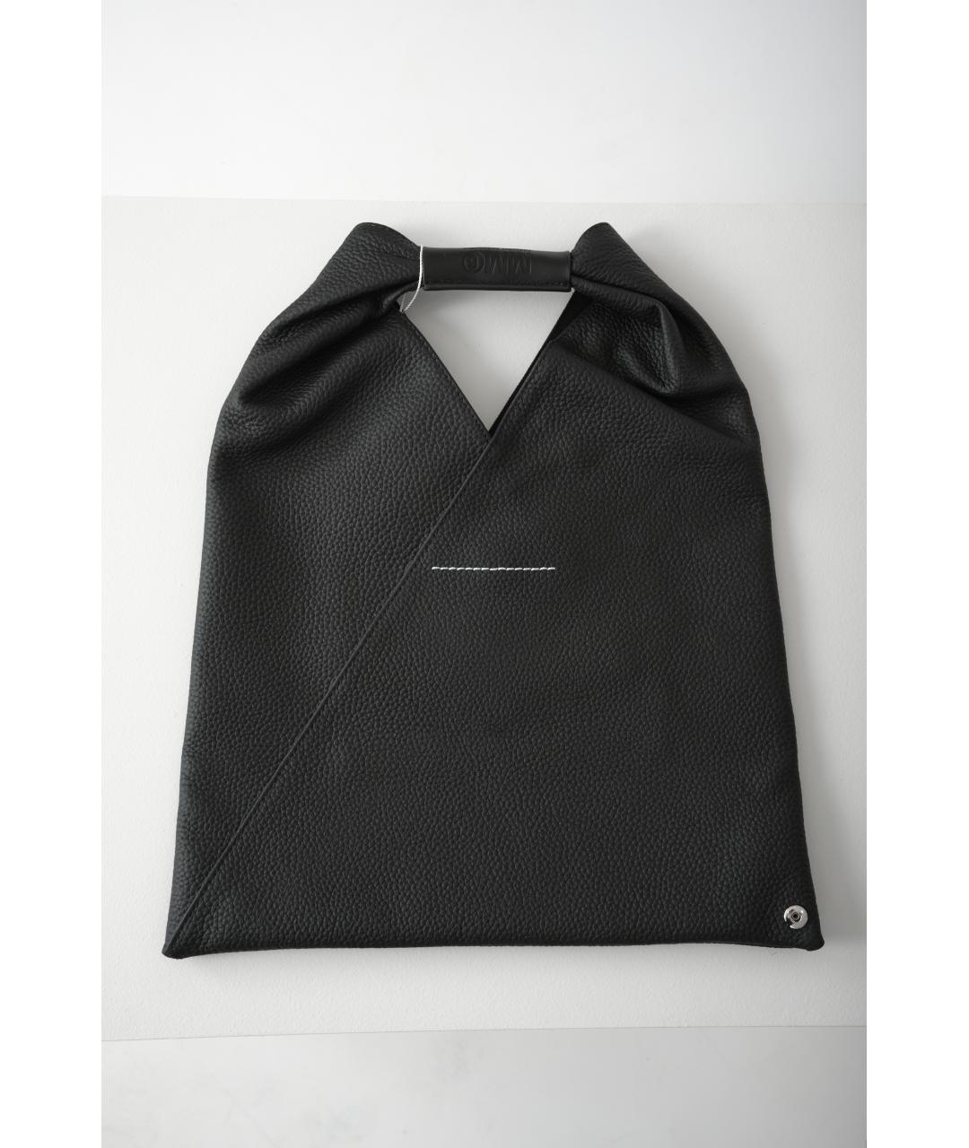MM6 MAISON MARGIELA Черная кожаная сумка тоут, фото 5