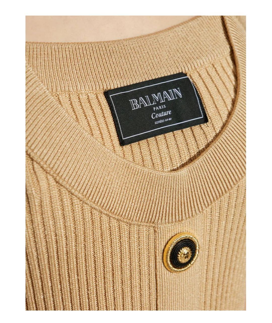 BALMAIN Бежевое вискозное повседневное платье, фото 3