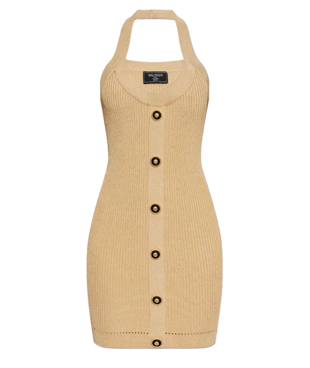 BALMAIN Бежевое вискозное повседневное платье, фото 7