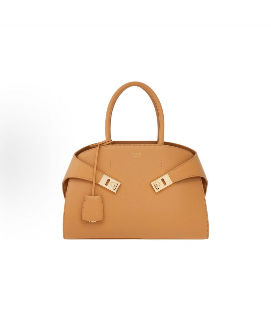 FERRAGAMO Оранжевая кожаная сумка тоут, фото 7