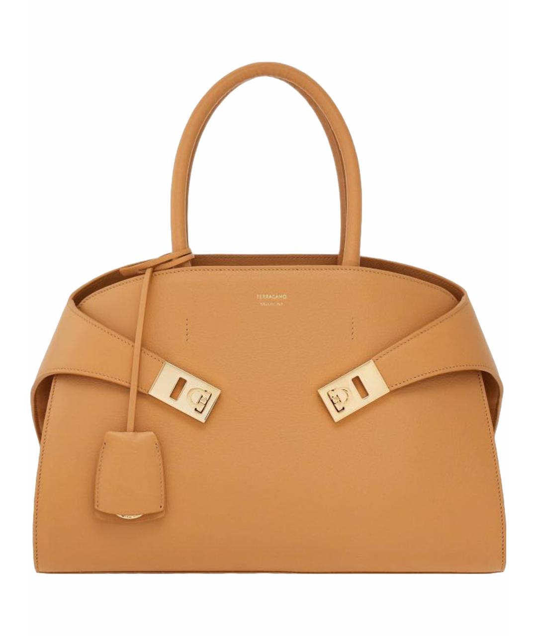 FERRAGAMO Оранжевая кожаная сумка тоут, фото 1