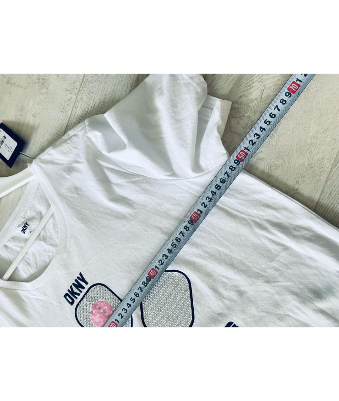 DKNY Белая хлопковая футболка, фото 4