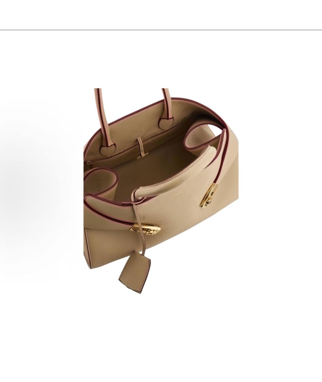FERRAGAMO Бежевая кожаная сумка тоут, фото 4