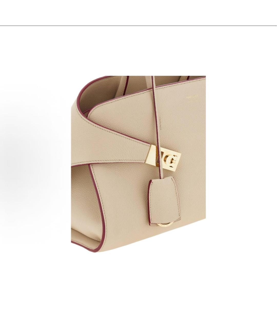 FERRAGAMO Бежевая кожаная сумка тоут, фото 5