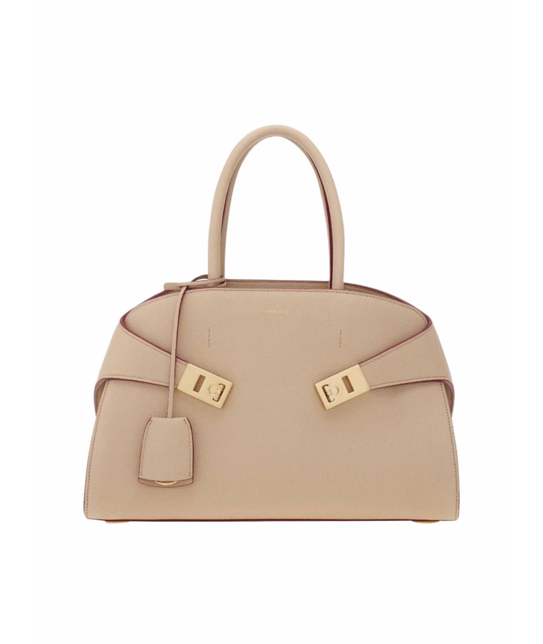 FERRAGAMO Бежевая кожаная сумка тоут, фото 1
