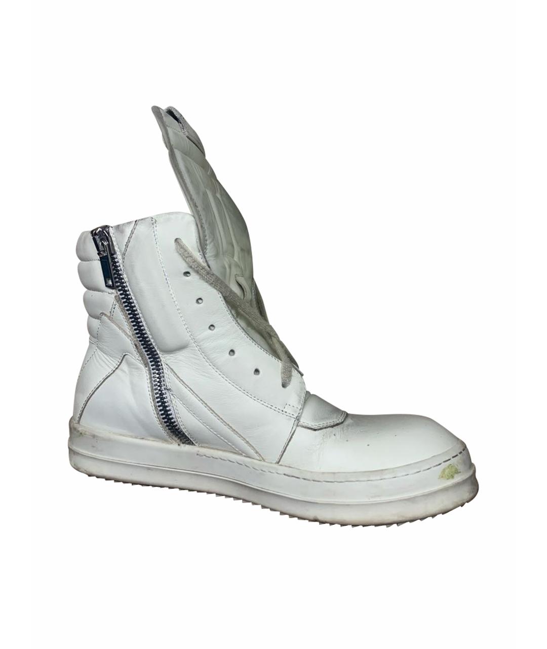 RICK OWENS Белые кожаные высокие кроссовки / кеды, фото 1