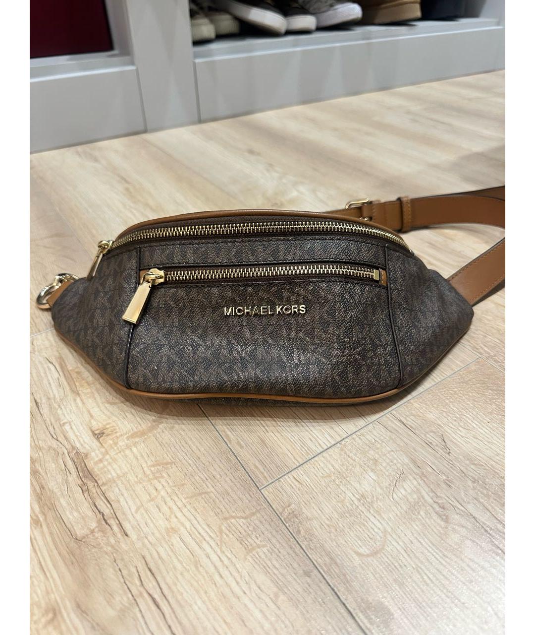 MICHAEL KORS Коричневая поясная сумка из искусственной кожи, фото 8