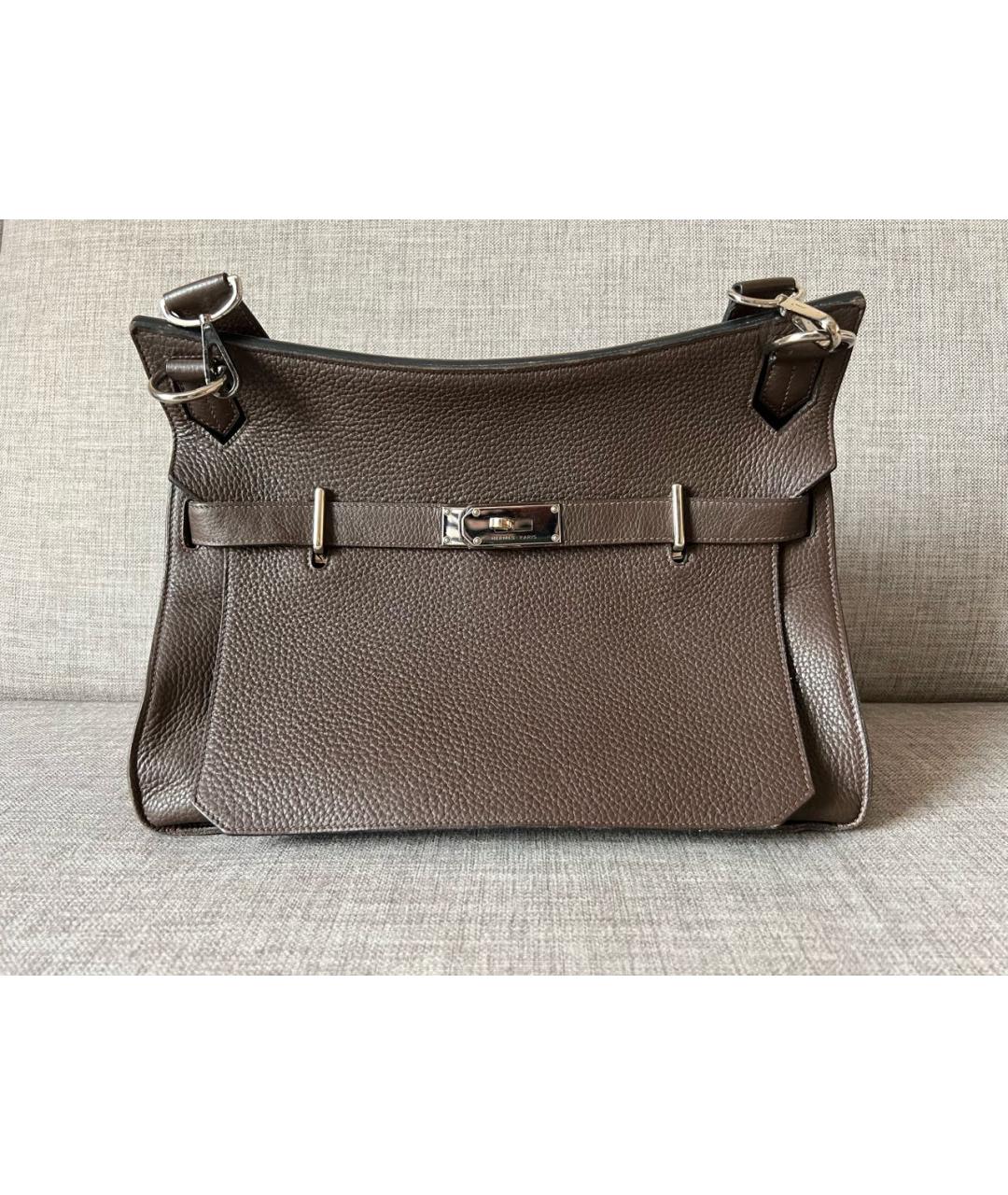 HERMES Коричневая кожаная сумка тоут, фото 8