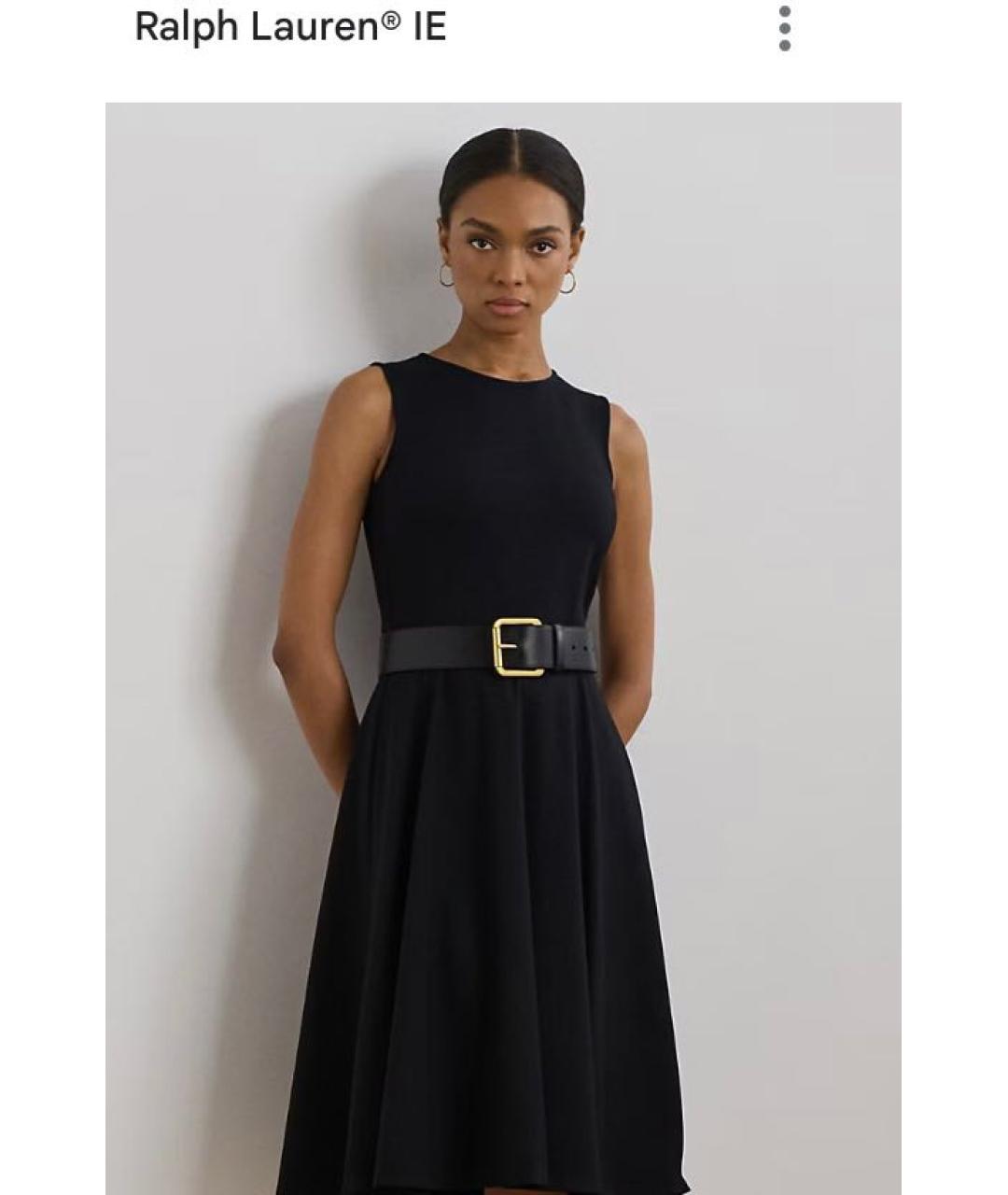 RALPH LAUREN Черное хлопковое коктейльное платье, фото 7