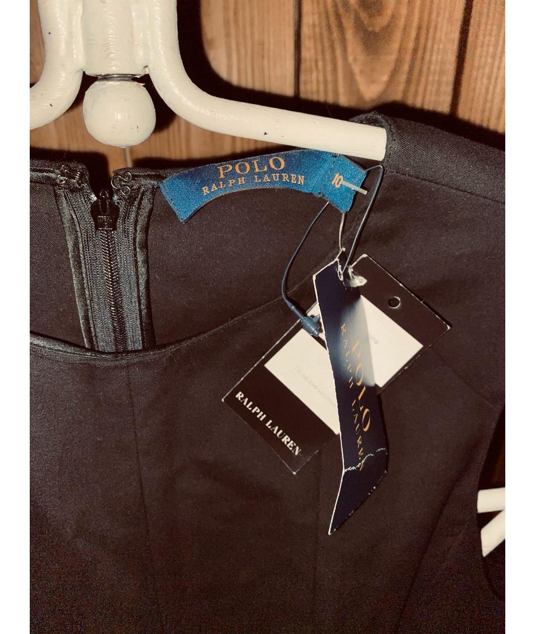 RALPH LAUREN Черное хлопковое коктейльное платье, фото 3