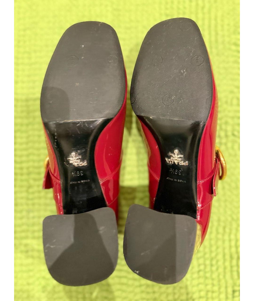 PRADA Бордовые туфли из лакированной кожи, фото 5