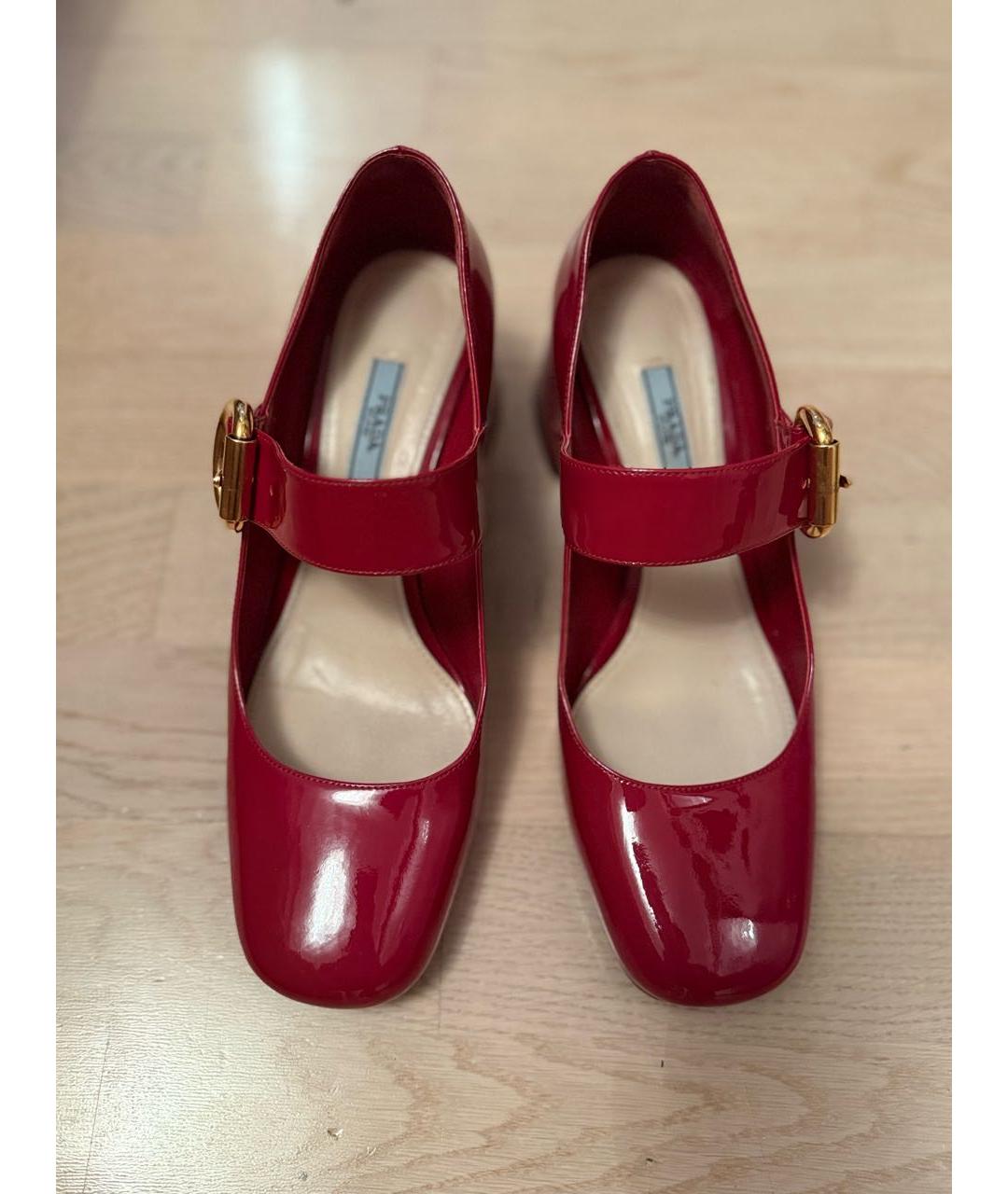 PRADA Бордовые туфли из лакированной кожи, фото 2