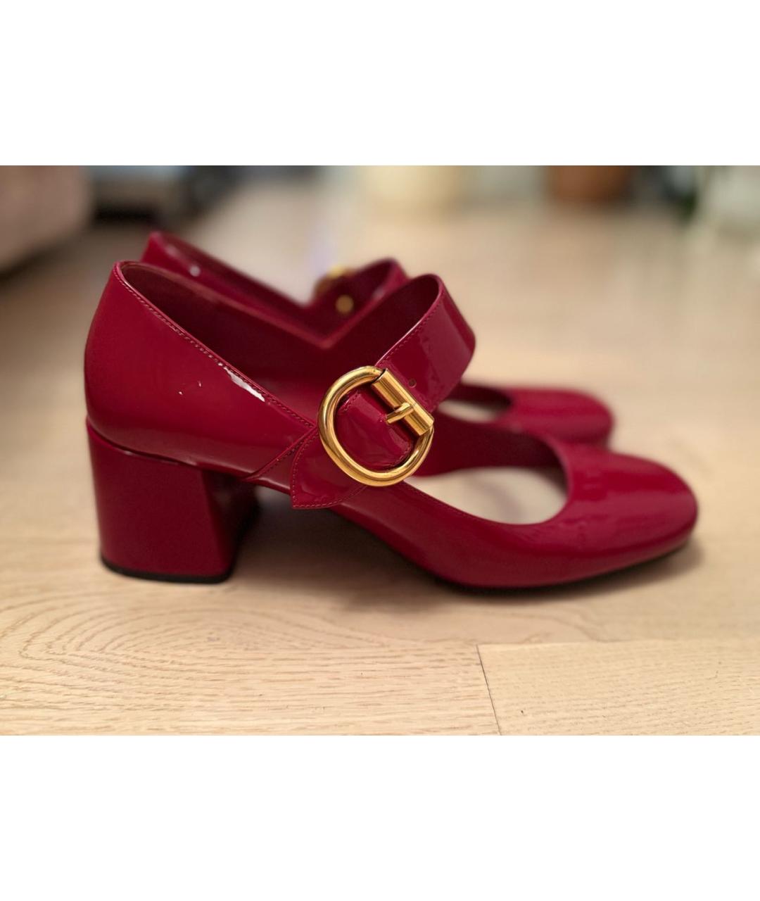 PRADA Бордовые туфли из лакированной кожи, фото 6
