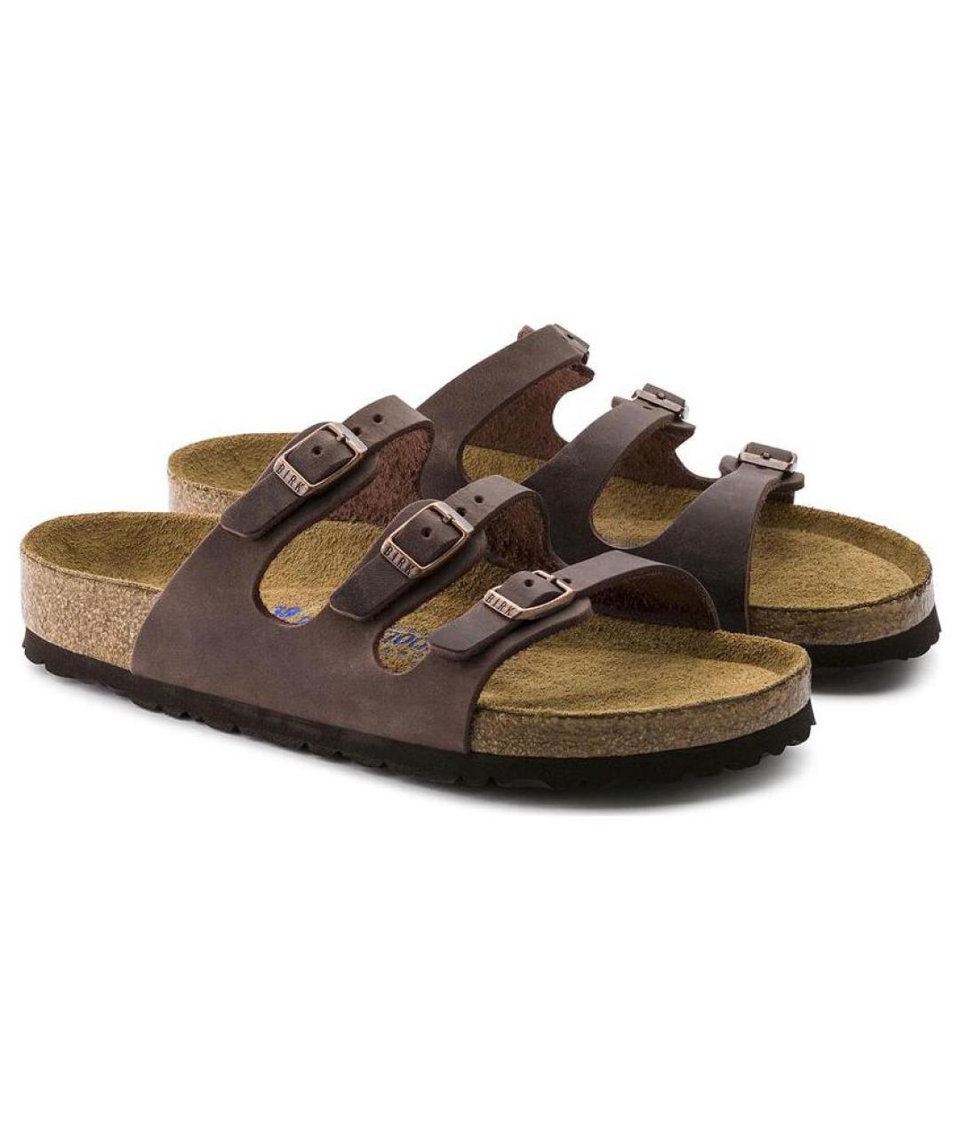 BIRKENSTOCK Коричневые кожаные сандалии, фото 3