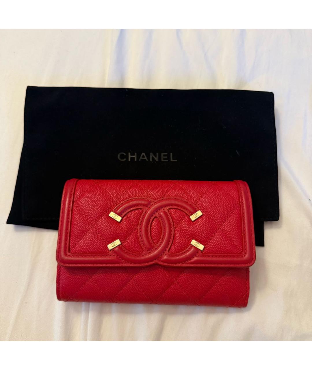 CHANEL Красный кожаный кошелек, фото 2