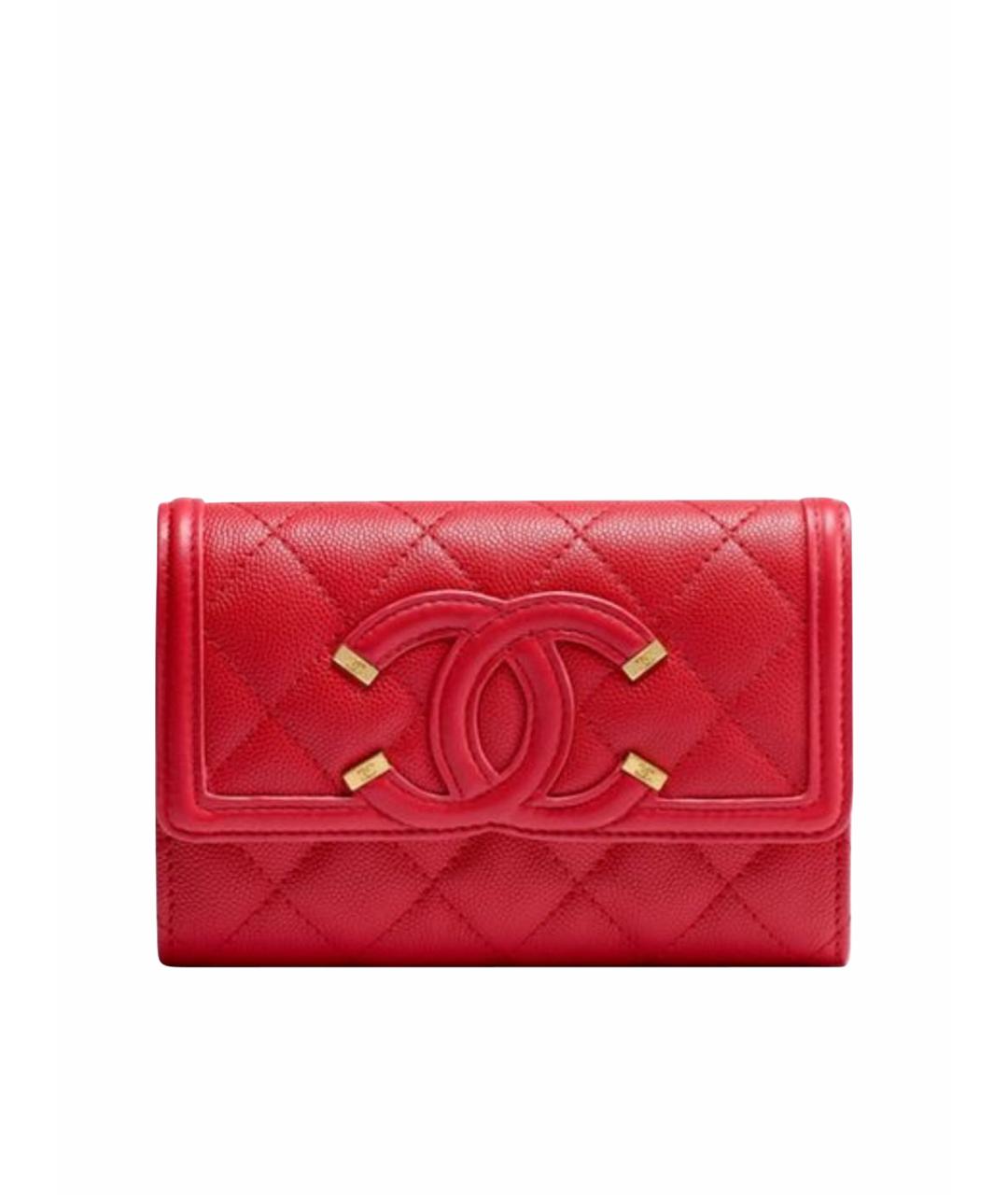 CHANEL Красный кожаный кошелек, фото 1