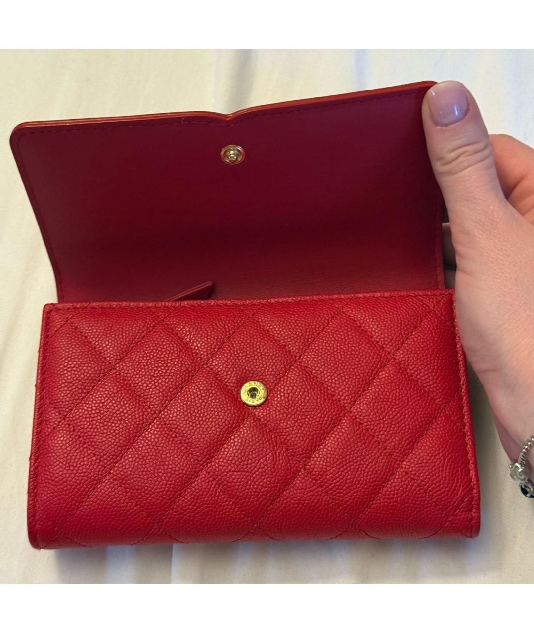 CHANEL Красный кожаный кошелек, фото 6