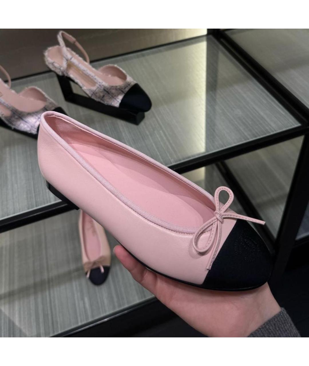 CHANEL Розовые кожаные балетки, фото 4