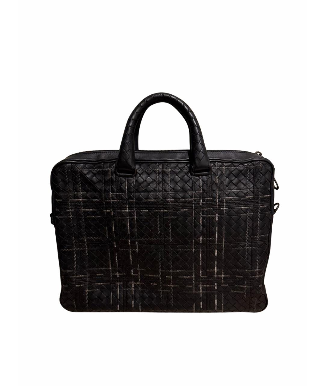 BOTTEGA VENETA Черный кожаный портфель, фото 1
