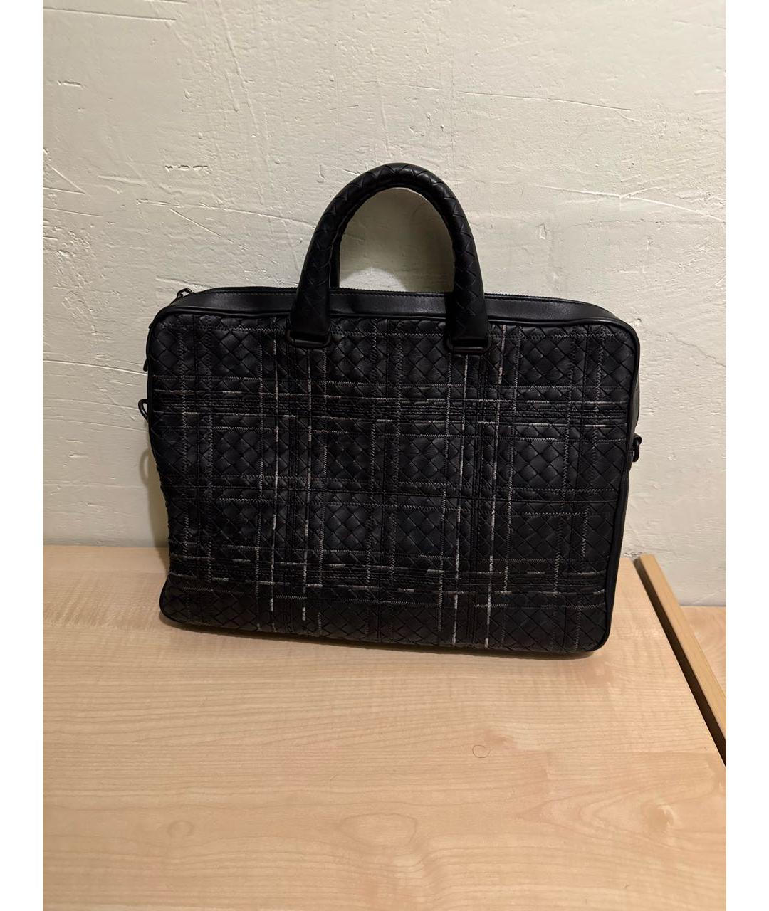 BOTTEGA VENETA Черный кожаный портфель, фото 3