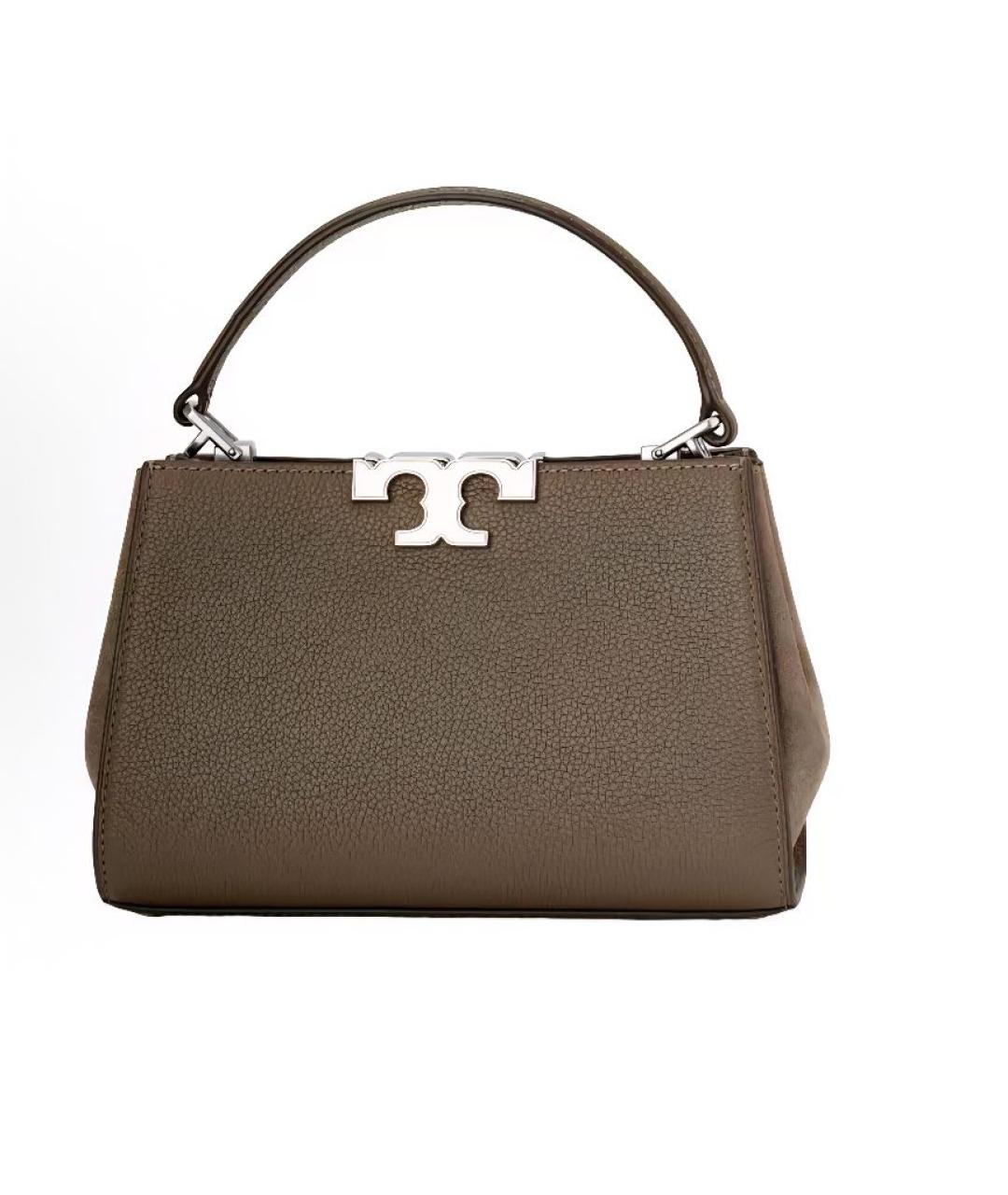 TORY BURCH Коричневая кожаная сумка с короткими ручками, фото 5