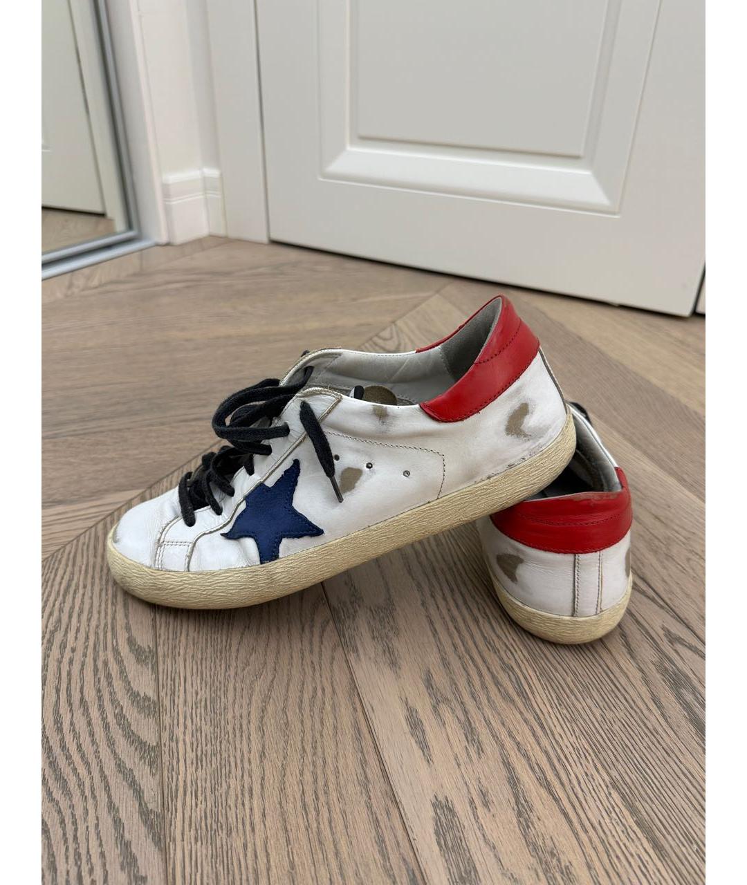 GOLDEN GOOSE DELUXE BRAND Белые кожаные низкие кроссовки / кеды, фото 2