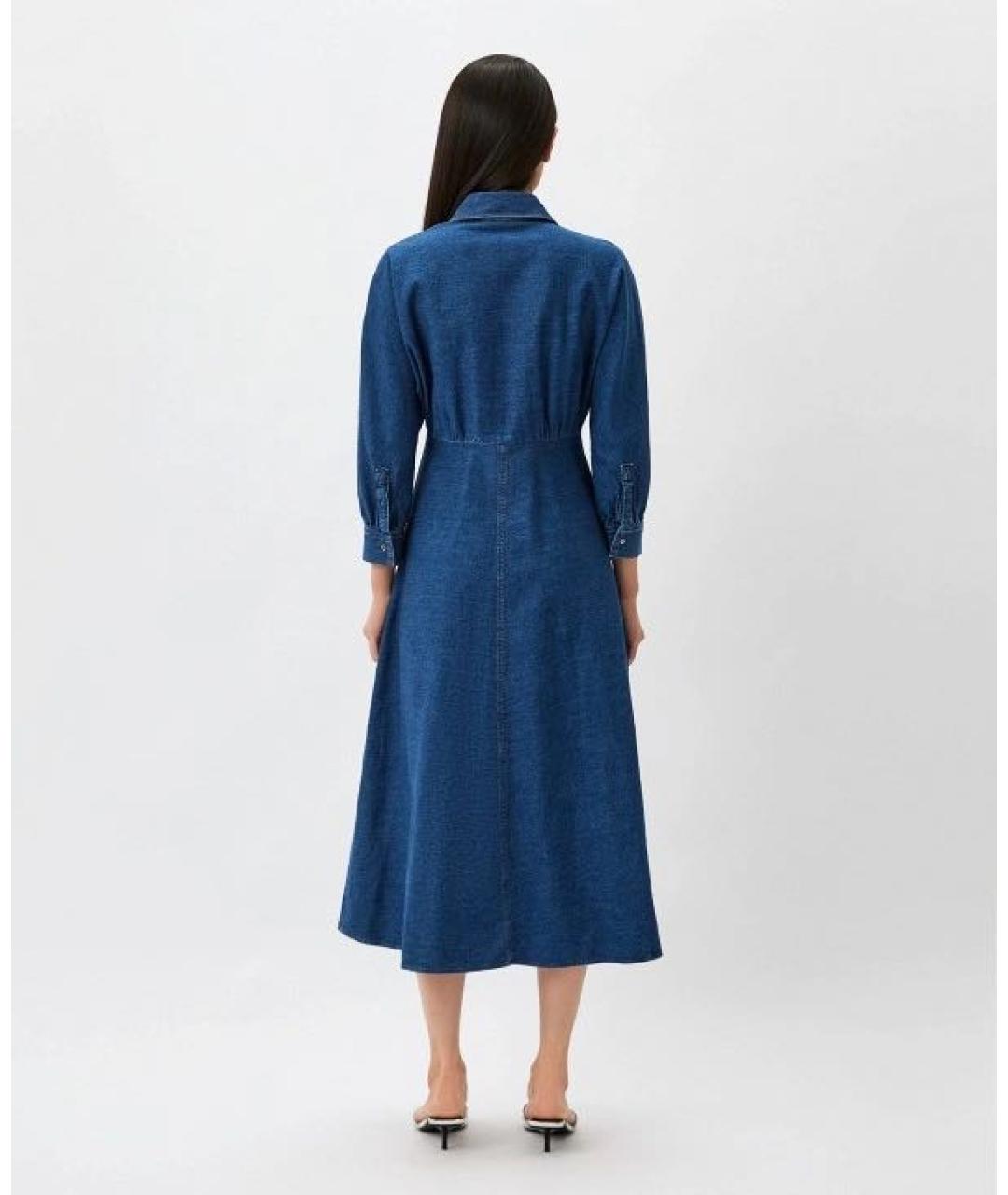 WEEKEND MAX MARA Темно-синее хлопковое повседневное платье, фото 2