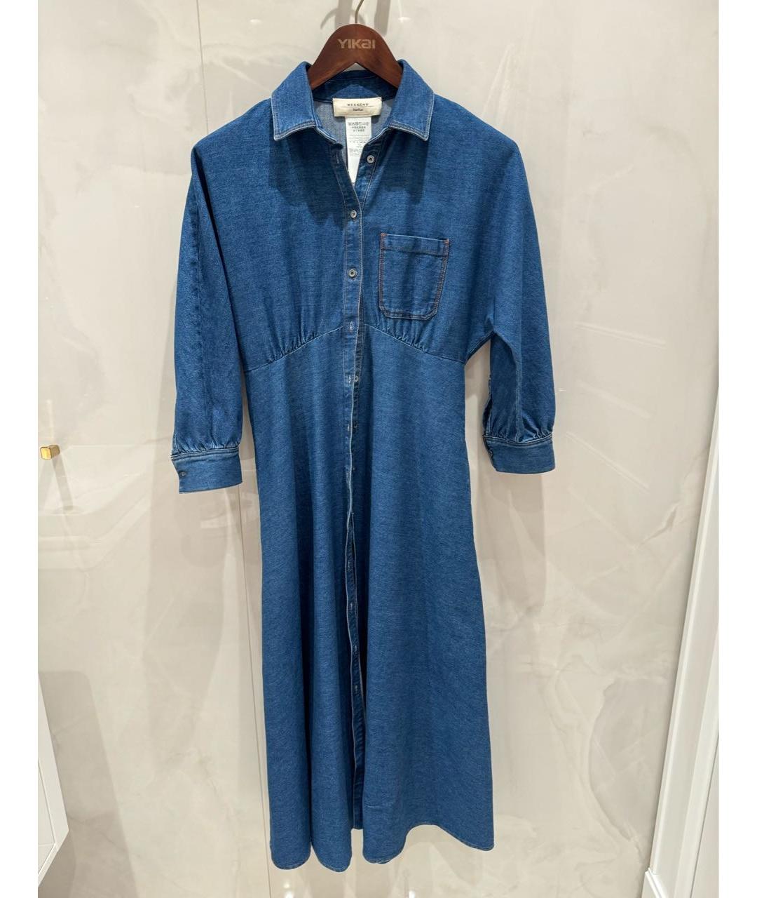 WEEKEND MAX MARA Темно-синее хлопковое повседневное платье, фото 5