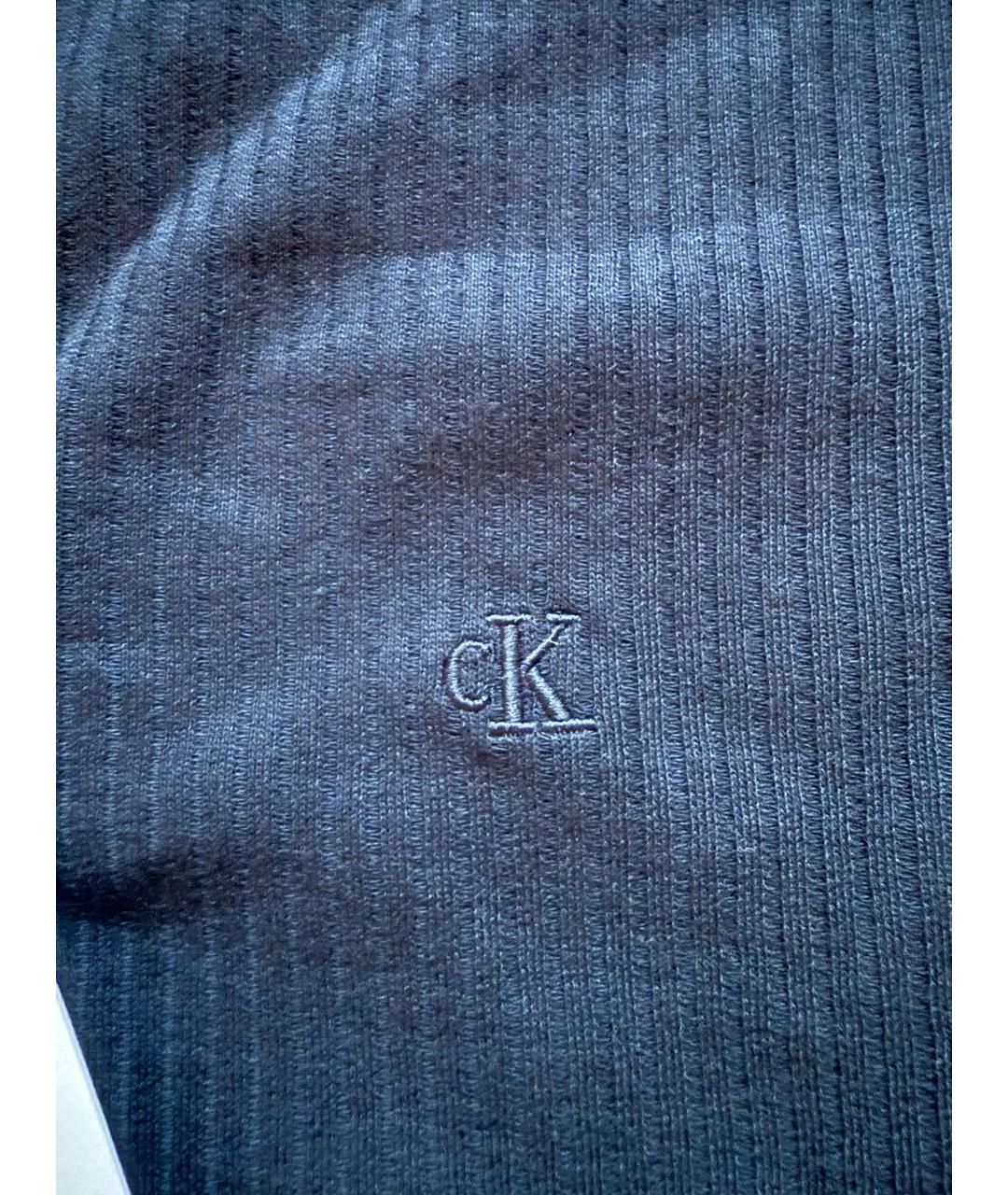 CALVIN KLEIN Темно-синее хлопковое поло с длинным рукавом, фото 2