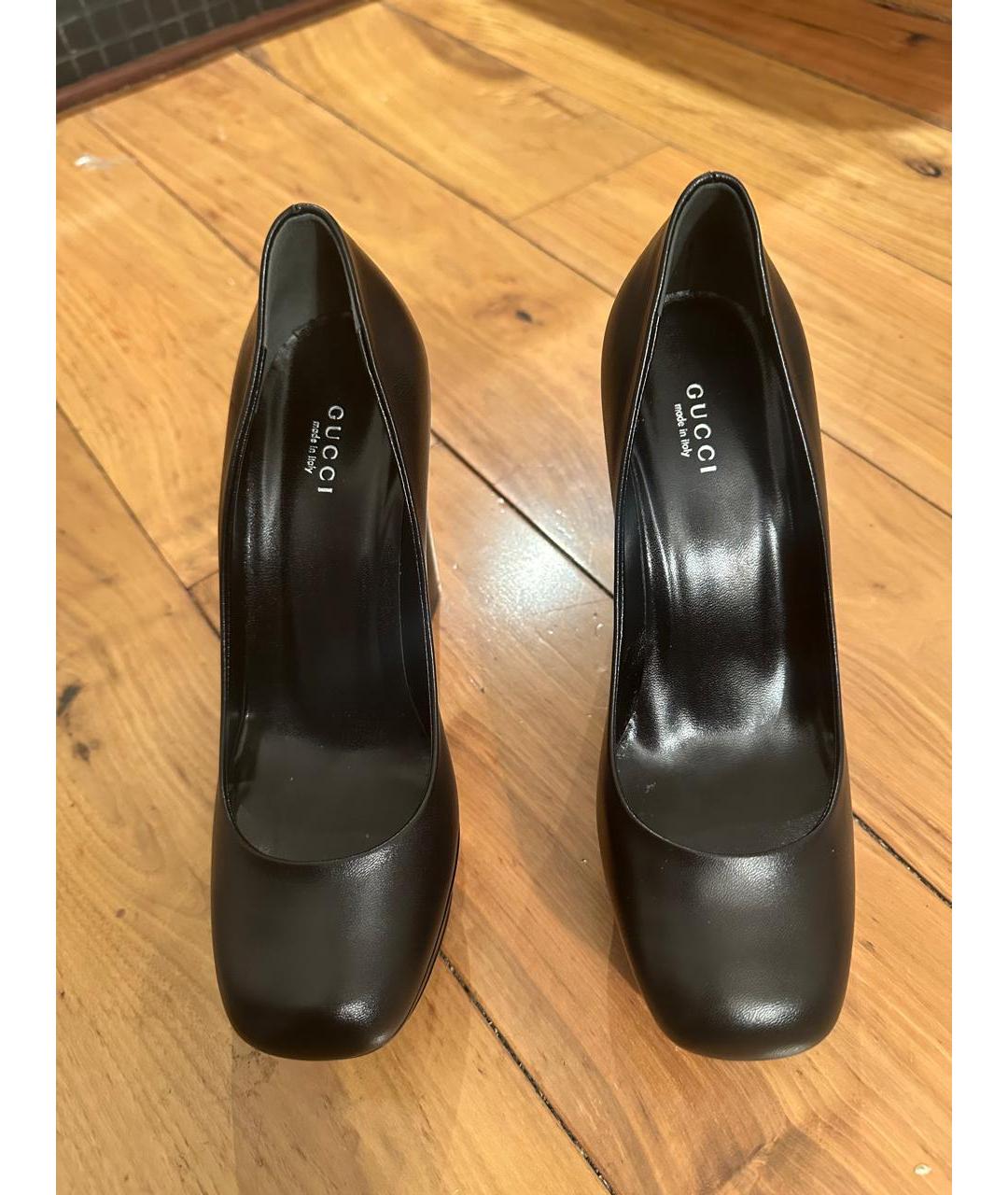 GUCCI Черные кожаные туфли, фото 2