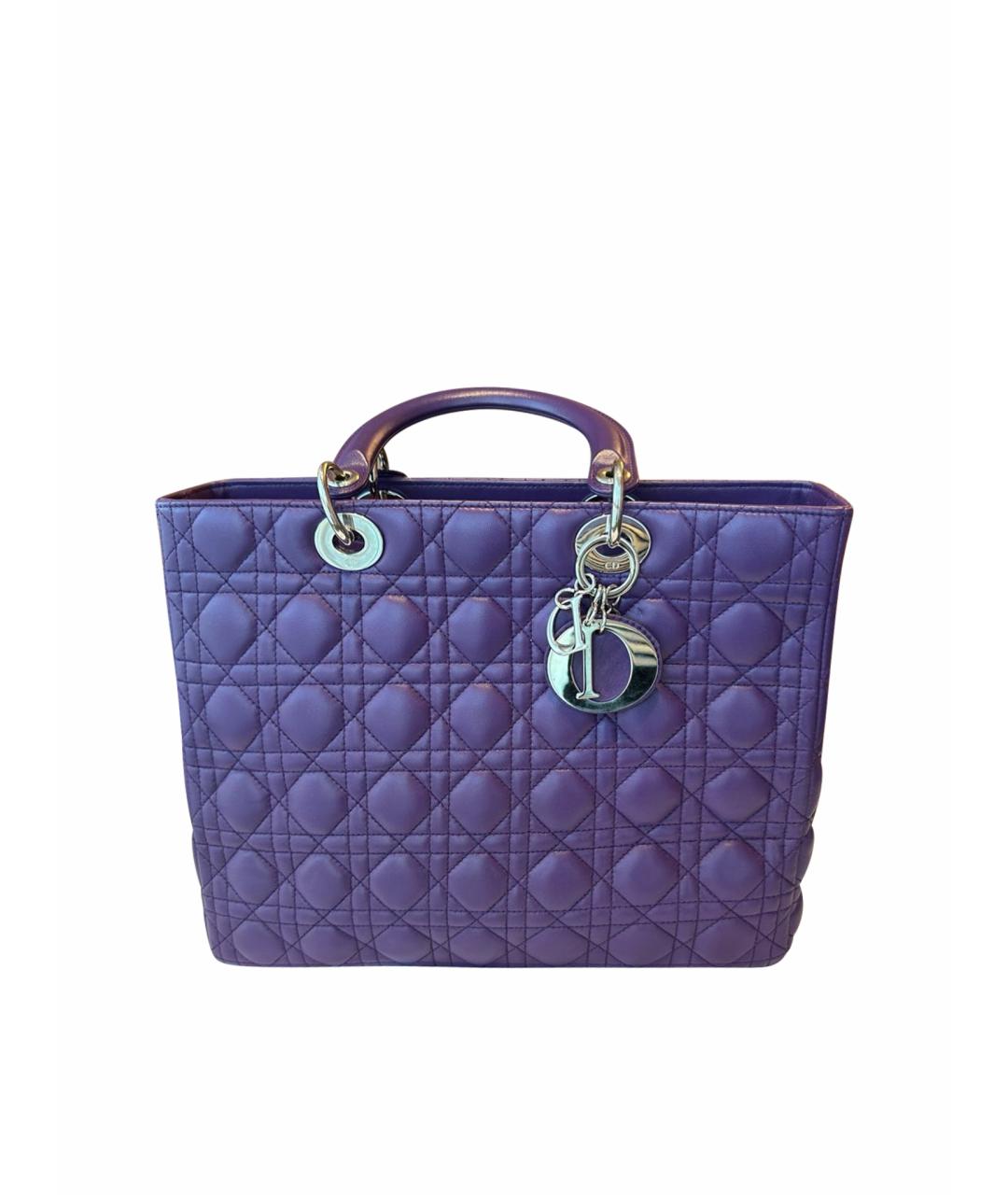 CHRISTIAN DIOR Фиолетовая кожаная сумка с короткими ручками, фото 1